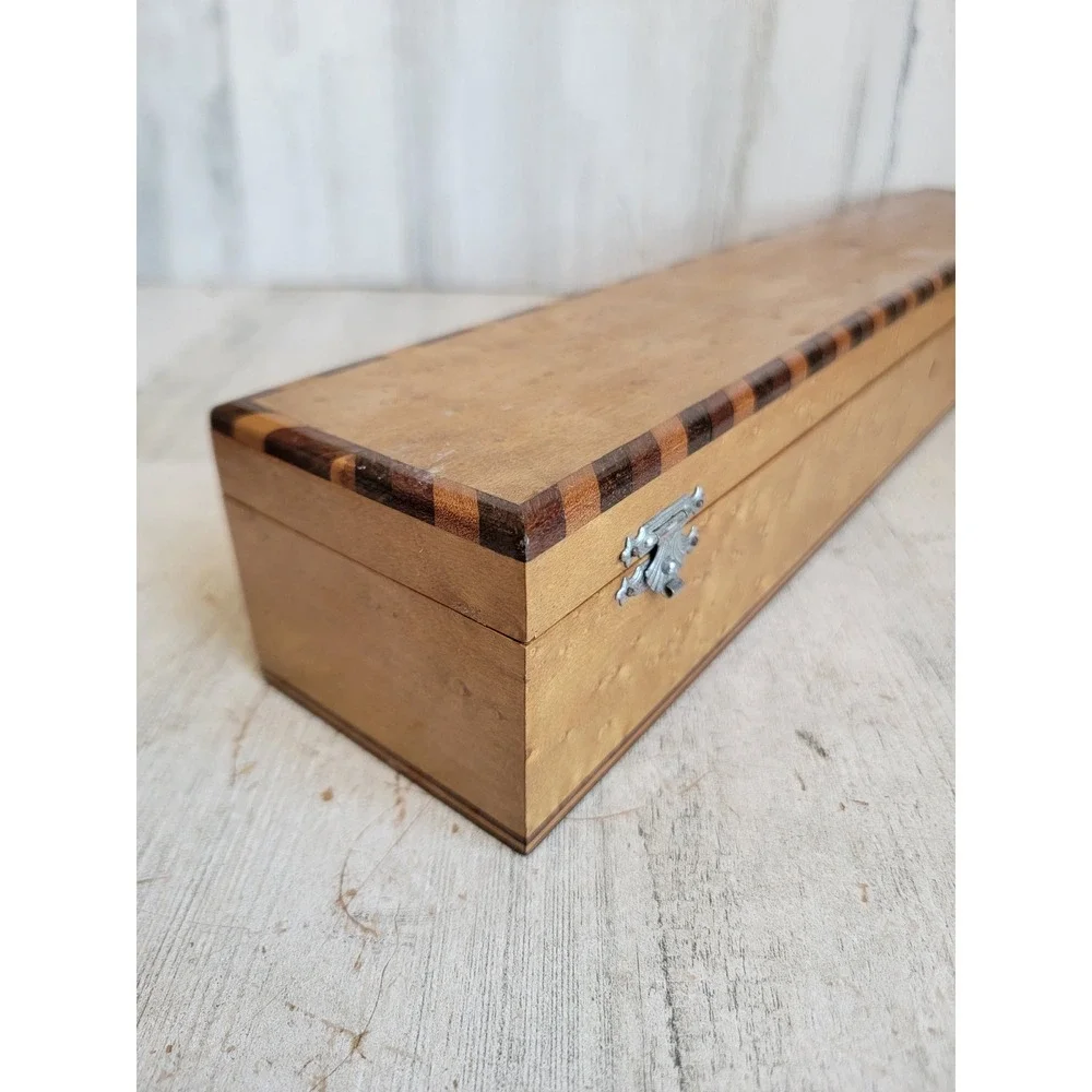 Vintage long lock key flute instrument‎ hinged wooden unique home decor